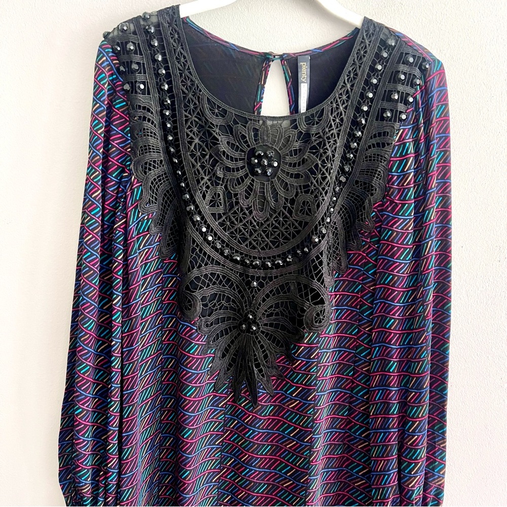 Tracy Reese Black Dress with Multicolor Accents size small NWT - Picture 6 of 12